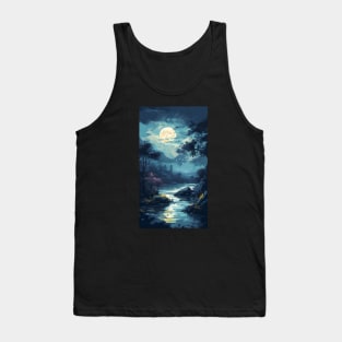 Magical Moonlit Forest - Enchanting Nighttime Fantasy Scene Tank Top